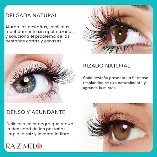 Mascara de Pestañas - Alargamiento y Volumen con Fibras de Seda – Resistente al Agua